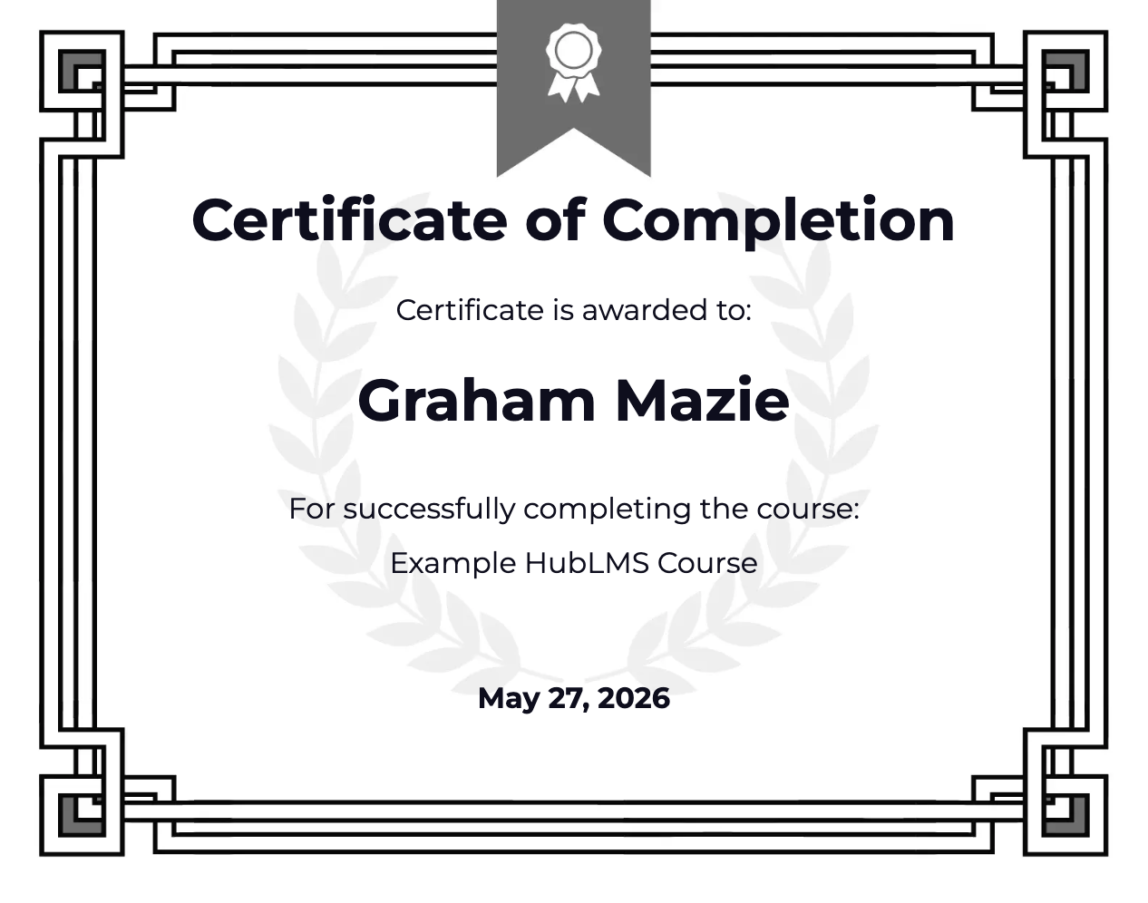 Example HubLMS Course Certificate